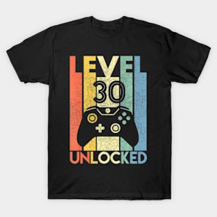 Level 30 Unlocked Video Gamer 30Th Birthday T-Shirt